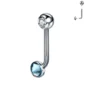 Piercing L-Bent Titane ASTM-F136 avec Bille Sertie & Sphère à Zirconium Bleu Aqua.