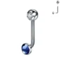 Piercing L-Bent Titane ASTM-F136 avec Bille Sertie & Sphère à Zirconium Bleu Saphir.