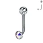 Piercing L-Bent Titane ASTM-F136 avec Bille Sertie & Sphère à Zirconium Multicolore.