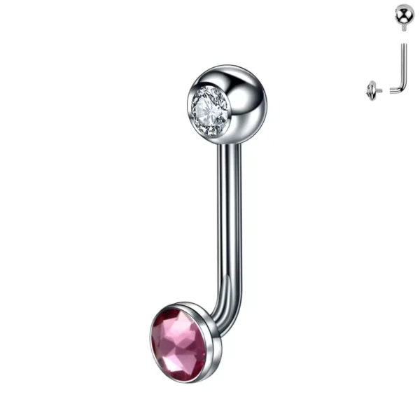 Piercing L-Bent Titane ASTM-F136 avec Bille Sertie & Sphère à Zirconium Rose Piercing L-Bent Titane ASTM-F136 avec Bille Sertie & Sphère à Zirconium Rose.
