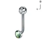 Piercing L-Bent Titane ASTM-F136 avec Bille Sertie & Sphère à Zirconium Vert.