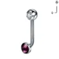 Piercing L-Bent Titane ASTM-F136 avec Bille Sertie & Sphère à Zirconium Violet.