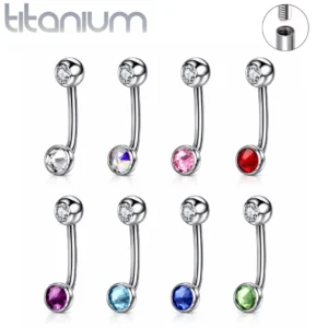 Piercing L-Bent Titane ASTM-F136 avec Bille & Sphère Serties.