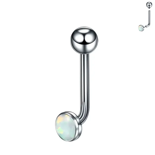 Piercing L-Bent Titane ASTM-F136 avec Opalite Blanc Irisé Piercing L-Bent Titane ASTM-F136 avec Opalite Blanc Irisé.