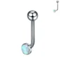 Piercing L-Bent Titane ASTM-F136 avec Opalite Bleu Clair Irisé.