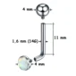Piercing L-Bent Titane ASTM-F136 avec Opalite (dimensions).