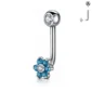 Piercing L-Bent en Titane ASTM-F136 à Fleur de Zirconiums Bleu Aqua