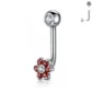 Piercing L-Bent en Titane ASTM-F136 à Fleur de Zirconiums Rouges