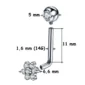 Piercing L-Bent en Titane ASTM-F136 à Fleur de Zirconiums (dimensions)