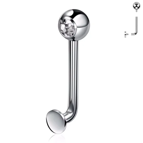 Piercing L-Bent en Titane ASTM-F136 avec Zirconium Blanc Piercing L-Bent en Titane ASTM-F136 avec Zirconium Blanc