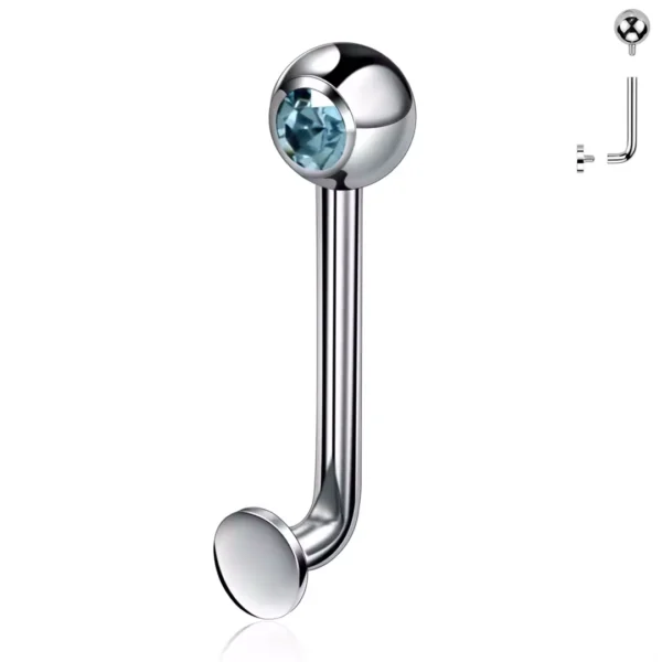 Piercing L-Bent en Titane ASTM-F136 avec Zirconium Bleu Aqua Piercing L-Bent en Titane ASTM-F136 avec Zirconium Bleu Aqua