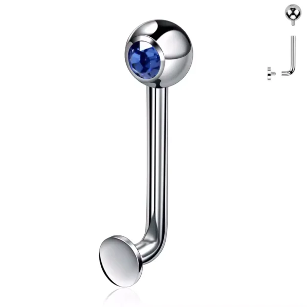 Piercing L-Bent en Titane ASTM-F136 avec Zirconium Bleu Saphir Piercing L-Bent en Titane ASTM-F136 avec Zirconium Bleu Saphir