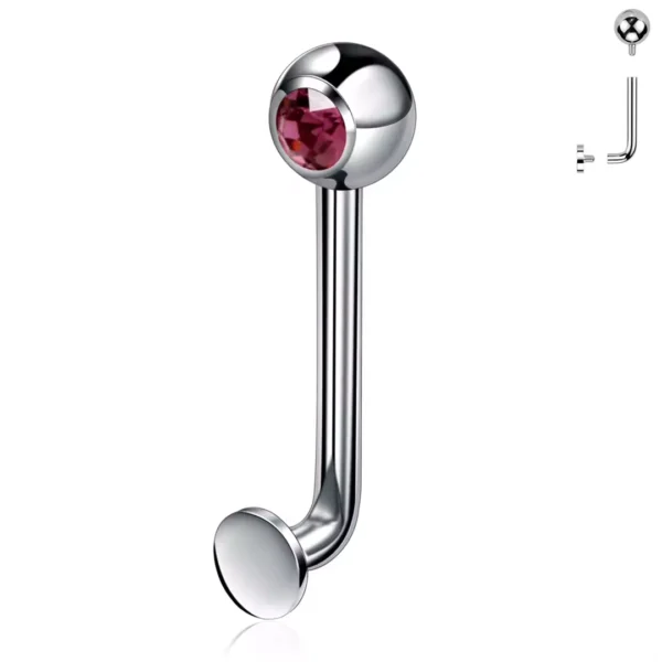 Piercing L-Bent en Titane ASTM-F136 avec Zirconium Rose Piercing L-Bent en Titane ASTM-F136 avec Zirconium Rose
