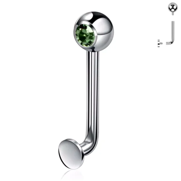 Piercing L-Bent en Titane ASTM-F136 avec Zirconium Vert Piercing L-Bent en Titane ASTM-F136 avec Zirconium Vert