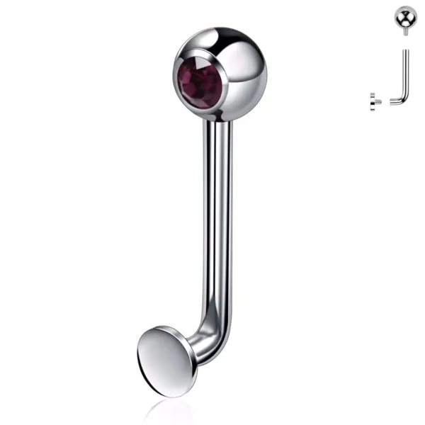 Piercing L-Bent en Titane ASTM-F136 avec Zirconium Violet Piercing L-Bent en Titane ASTM-F136 avec Zirconium Violet
