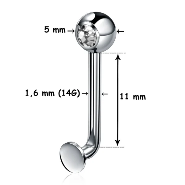 Piercing L-Bent en Titane ASTM-F136 avec Zirconium (dimensions) Piercing L-Bent en Titane ASTM-F136 avec Zirconium (dimensions)