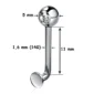Piercing L-Bent en Titane ASTM-F136 avec Zirconium (dimensions)