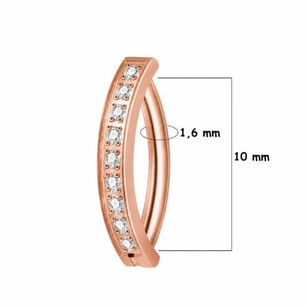 Piercing Nombril Clicker Titane Or Rose avec Barrette Zircons Sertis (dimensions) Piercing Nombril Clicker Titane Or Rose avec Barrette Zircons Sertis (dimensions)
