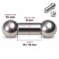 Barbell Droit en Titane Gros Diamètre 0G (8mm).