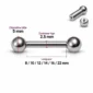 Barbell Droit en Titane Gros Diamètre 10G (2,5mm).