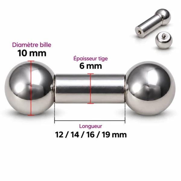 Barbell Droit en Titane Gros Diamètre 2G (6mm) Barbell Droit en Titane Gros Diamètre 2G (6mm).
