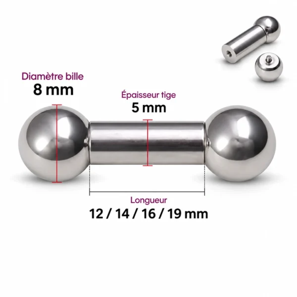 Barbell Droit en Titane Gros Diamètre 4G (5mm) Barbell Droit en Titane Gros Diamètre 4G (5mm).