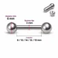 Barbell Droit en Titane Gros Diamètre 8G (3mm).