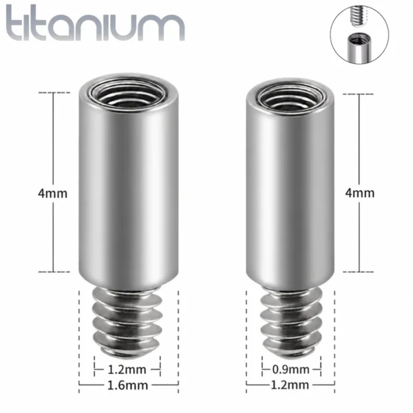 Extension pour Tige de Piercing en Titane 4mm.