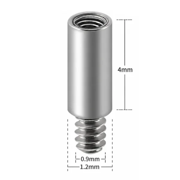 Extension pour Tige de Piercing en Titane 4mm Filetage 0,9 mm Extension pour Tige de Piercing en Titane 4mm Filetage 0,9 mm.