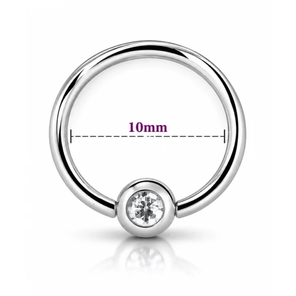 Piercing Anneau CBR Titane à Bille Sertie Zirconium Diamètre 10 mm Piercing Anneau CBR Titane à Bille Sertie Zirconium Diamètre 10 mm.
