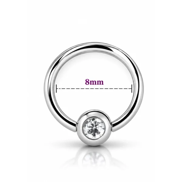 Piercing Anneau CBR Titane à Bille Sertie Zirconium Diamètre 8 mm Piercing Anneau CBR Titane à Bille Sertie Zirconium Diamètre 8 mm.