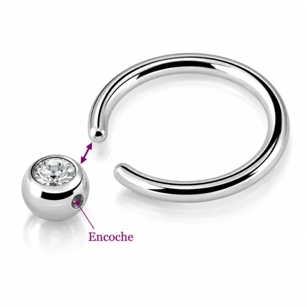 Piercing Anneau CBR Titane à Bille Sertie Zirconium Double Encoche Piercing Anneau CBR Titane à Bille Sertie Zirconium Double Encoche.