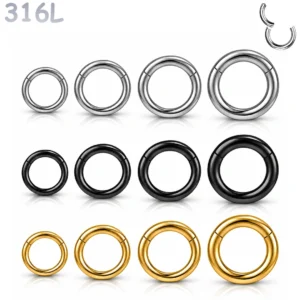 Piercing Anneau Gros Calibre 12G-6G (2 à 4 mm) en Acier 316L.