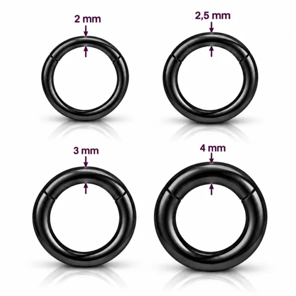 Piercing Anneau Gros Calibre 12G-6G (2 à 4 mm) en Acier 316L Noir PVD Piercing Anneau Gros Calibre 12G-6G (2 à 4 mm) en Acier 316L Noir PVD