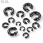 Piercing Fer à Cheval Acier Noir Gros Calibre avec Pointes