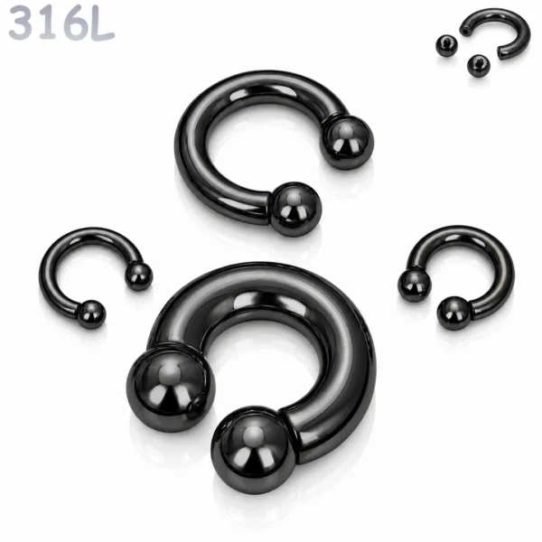 Piercing Fer à Cheval Acier Noir Gros Diamètre 12G-00G Piercing Fer à Cheval Acier Noir Gros Diamètre 12G à 00G.