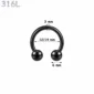 Piercing Fer à Cheval Acier Noir Gros Diamètre 3x12-14x6 mm