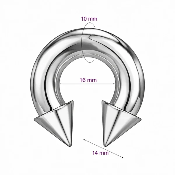 Piercing Fer à Cheval Gros Calibre avec Pointes Acier 316L 10X16X14 mm Piercing Fer à Cheval Gros Calibre avec Pointes Acier 316L 10X16X14 mm.