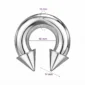 Piercing Fer à Cheval Gros Calibre avec Pointes Acier 316L 10X16X14 mm.