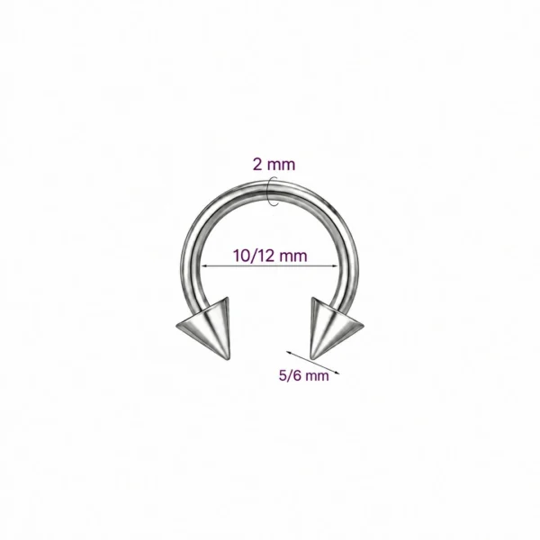 Piercing Fer à Cheval Gros Calibre avec Pointes Acier 316L 2X10-12X5-6 mm Piercing Fer à Cheval Gros Calibre avec Pointes Acier 316L 2X10-12X5-6 mm.