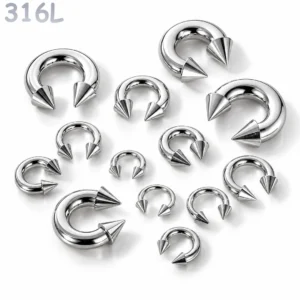 Piercing Fer à Cheval Gros Calibre avec Pointes Acier 316L.