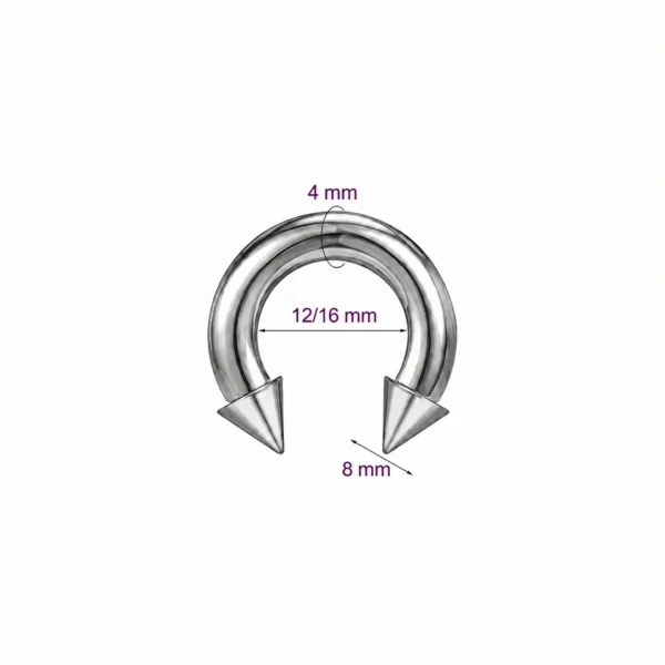 Piercing Fer à Cheval Gros Calibre avec Pointes Acier 316L 4X12-16X8 mm Piercing Fer à Cheval Gros Calibre avec Pointes Acier 316L 4X12-16X8 mm.