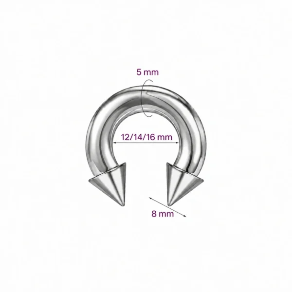 Piercing Fer à Cheval Gros Calibre avec Pointes Acier 316L 5X12-14-16X8 mm Piercing Fer à Cheval Gros Calibre avec Pointes Acier 316L 5X12-14-16X8 mm.