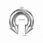 Piercing Fer à Cheval Gros Calibre avec Pointes Acier 316L 8X16-19X12 mm.