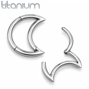 Piercing Lune Clicker Titane 16G 8 à 10 mm.