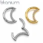 Piercing Lune avec Zirconiums Clicker Titane 16G 8 à 10 mm.
