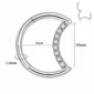 Piercing Lune avec Zirconiums Clicker Titane Poli 16G 10 mm.