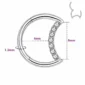 Piercing Lune avec Zirconiums Clicker Titane Poli 16G 8 mm.