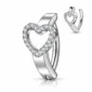 Piercing Nombril Clicker Cœur Ajouré Pavé de Zirconiums Acier 316L.