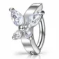 Piercing Nombril Clicker Papillon à Zirconiums Marquise Acier 316L.